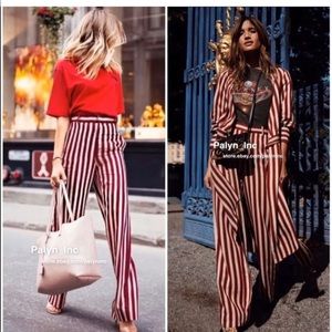 Zara Red Striped Trousers